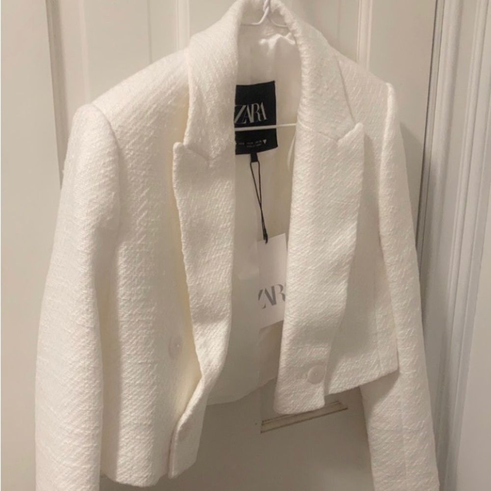 ZARA White Cropped Blazer